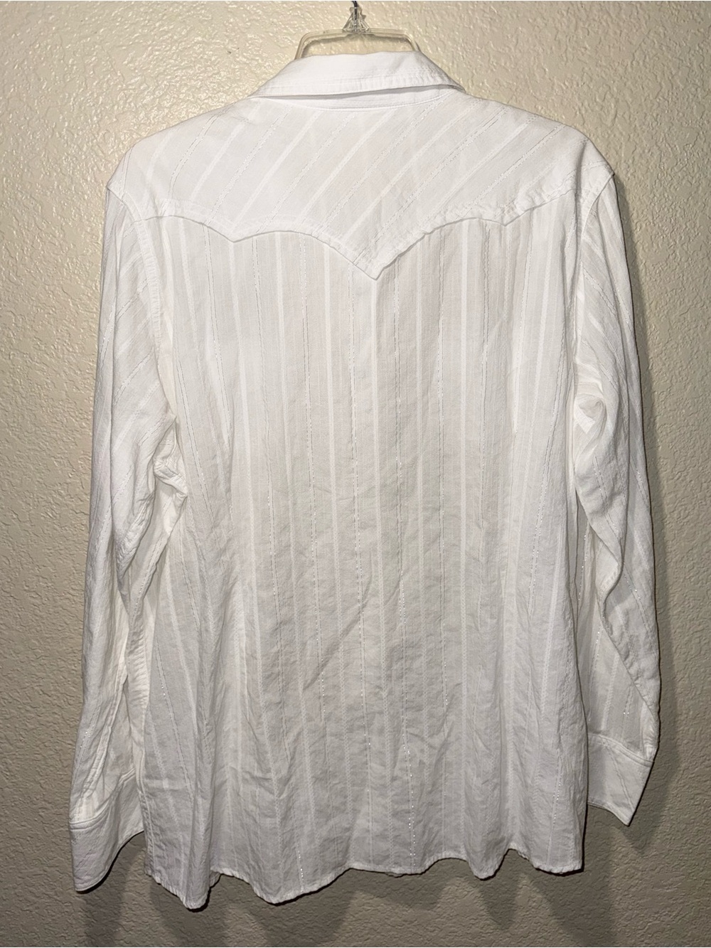 Ariat White Western Snap Shirt Women’s XL Metallic Stripe Top - Picture 9 of 16